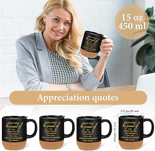 Miniatura 3 de Zubebe 4 piezas de regalos de agradecimiento para empleados, tazas de agradecimiento de cerámica de 15 onzas, tazas de café de agradecimiento