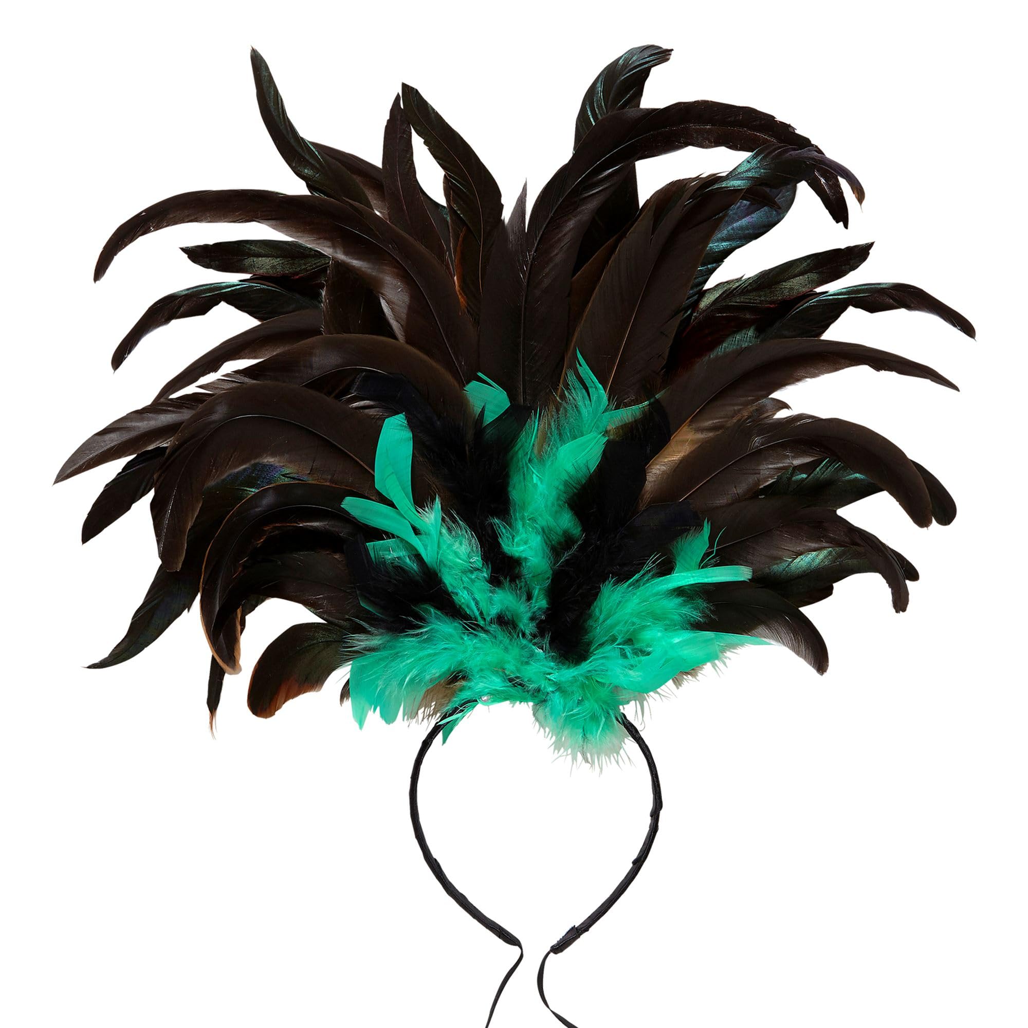 W WIDMANN MILANO Party Fashion 66013 - Serre-tête à plumes Copacabana, vert, Brésil, samba, coiffe, accessoire, soirée à thème, carnaval