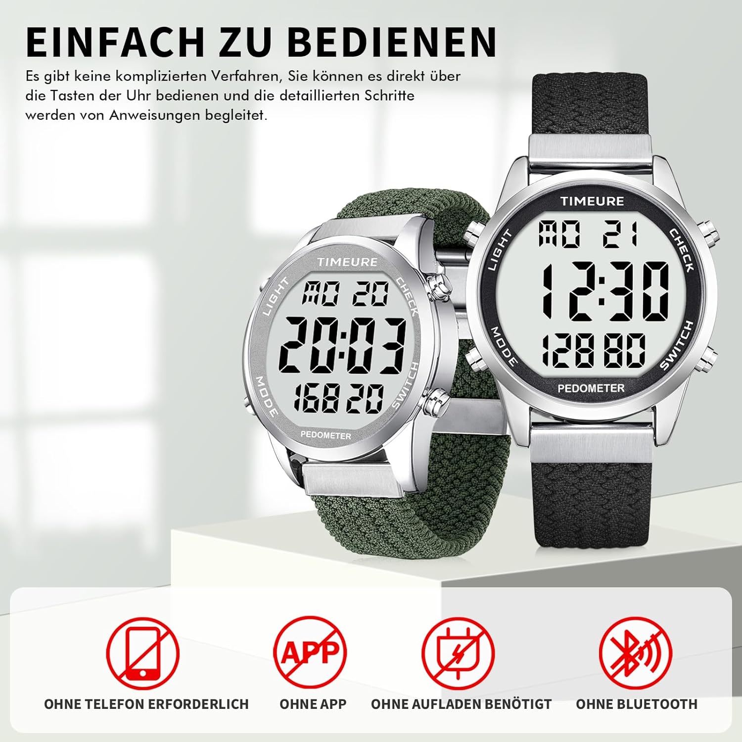 Pedometer Watch Fashion Watch Waterproof Watch Large South Korea