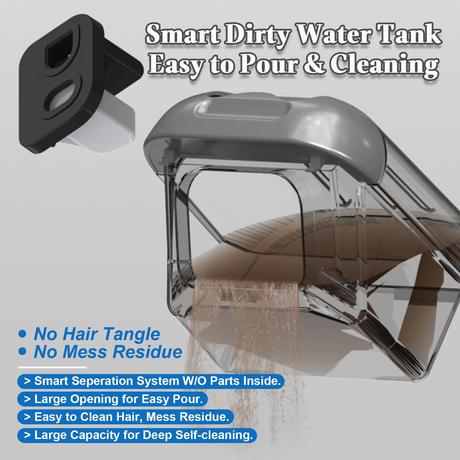 Aspirador Tapicerias con Agua Aspiradora Agua Tapiceria 1800ml Tanque de Agua Sucia 1300ml Tanque de Solución 4.5kg Peso Neto, con Conector, para Auto/Casa, Familias con Mascotas 220V-Grey