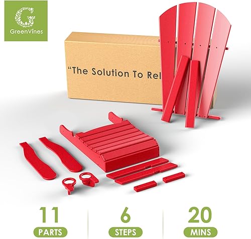 Miniatura 6 de GREENVINES Adirondack - Sillas con otomana  Juego de 2  Plegables  Reposapiés retráctil  Plástico HDPE  Silla para hoguera para todo tipo de clima