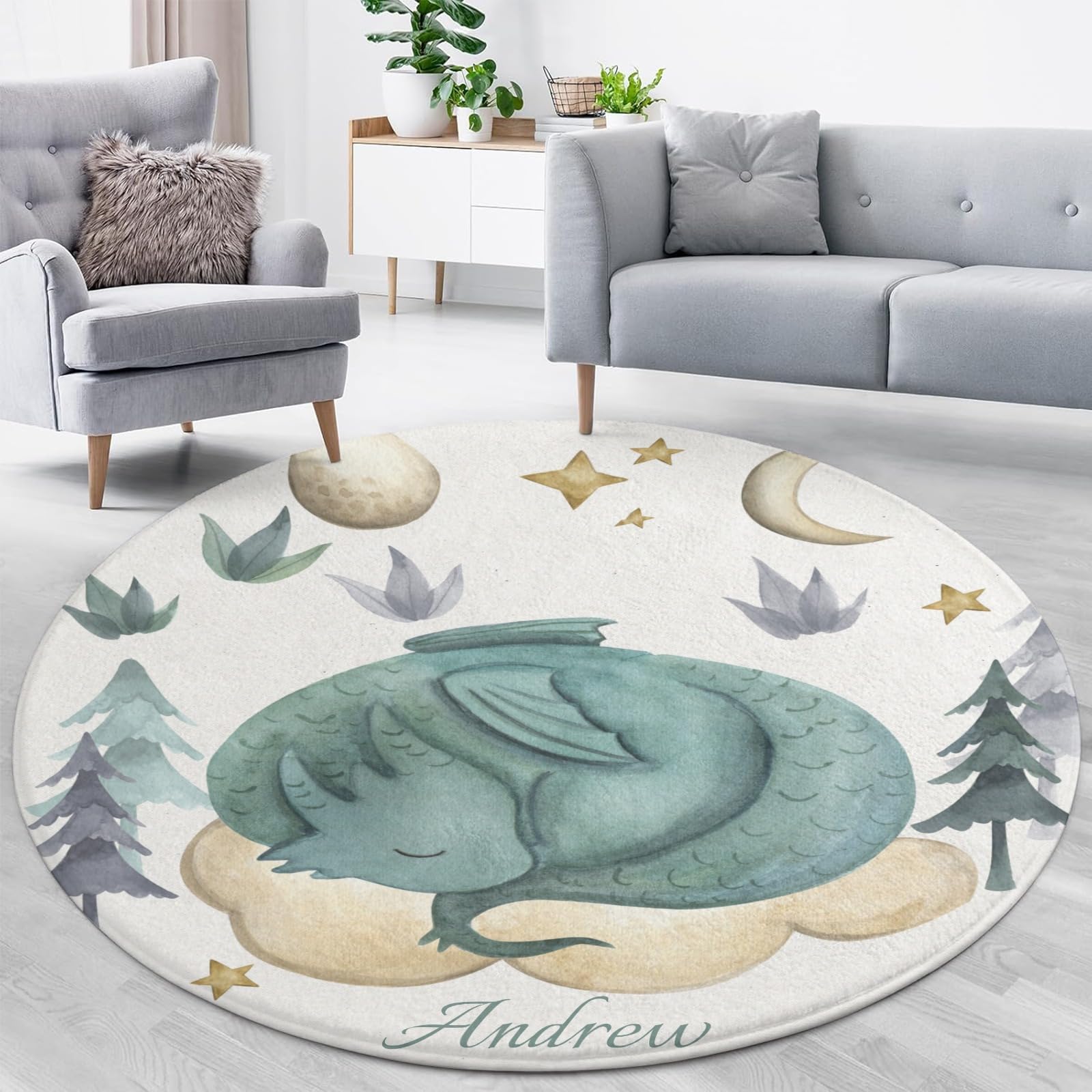 Yeshop Customized Sleeping Baby Dragon Animal Small Rugs for Neutral Nurseries,Suitable for Bedrooms and Living Rooms, The Perfect Baby Gift.