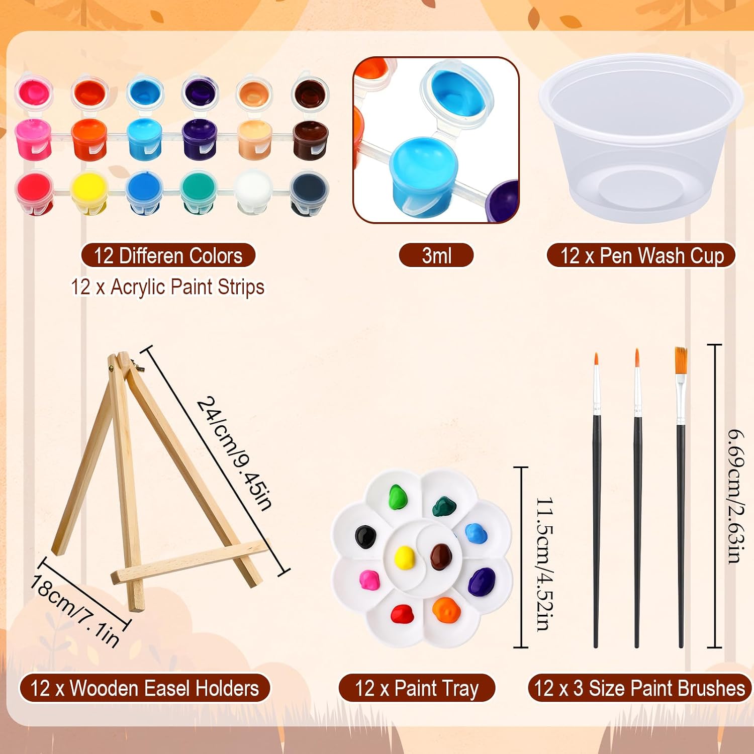 Marspark 12 Set Fall Pumpkin Pre Drawn Canvas Pre Printed Canvas Set