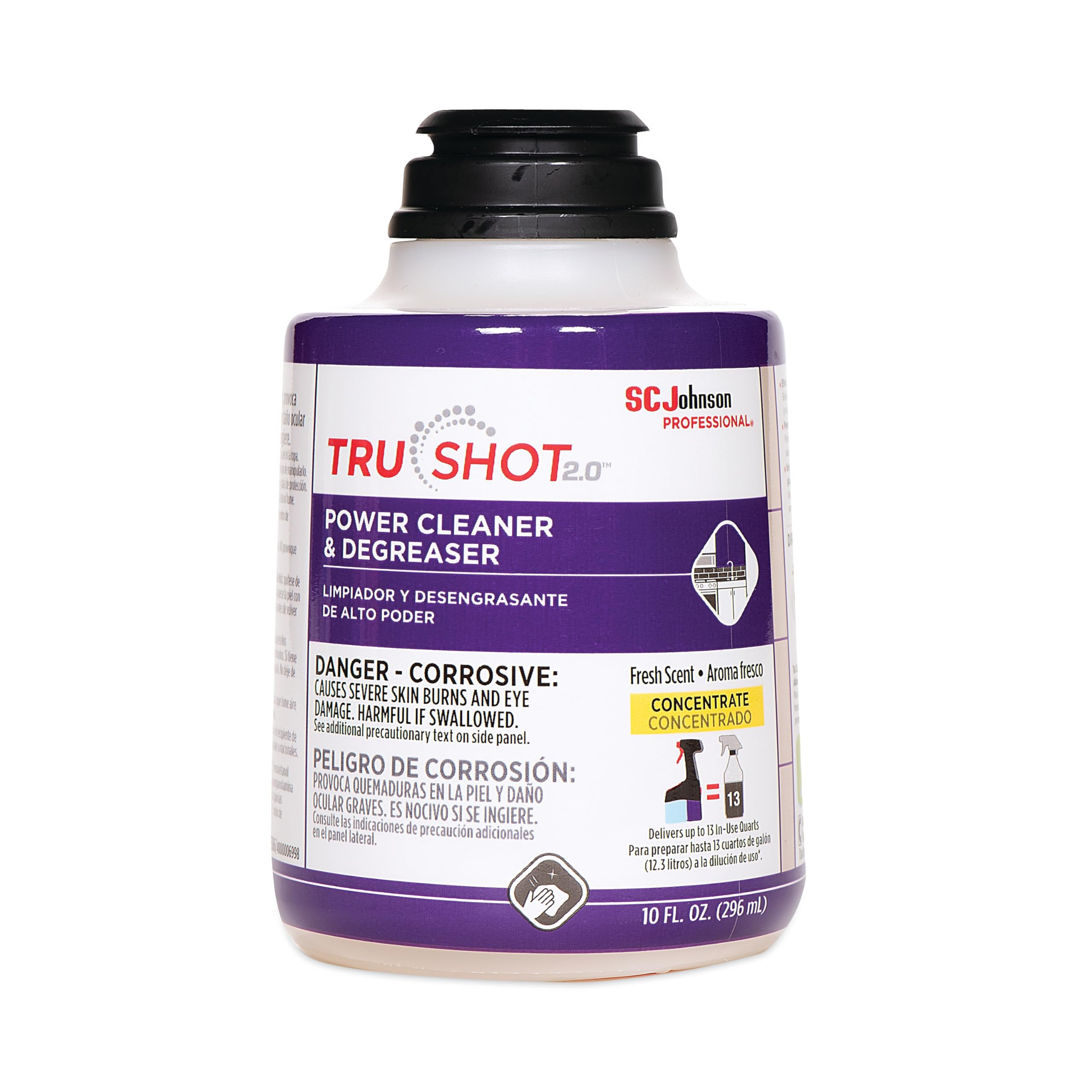 SC Johnson Profesional TruShot 2.0 Power Cleaner & Degreaser, Clean Fresh Scent, 10 oz., 4/Carton (315386)