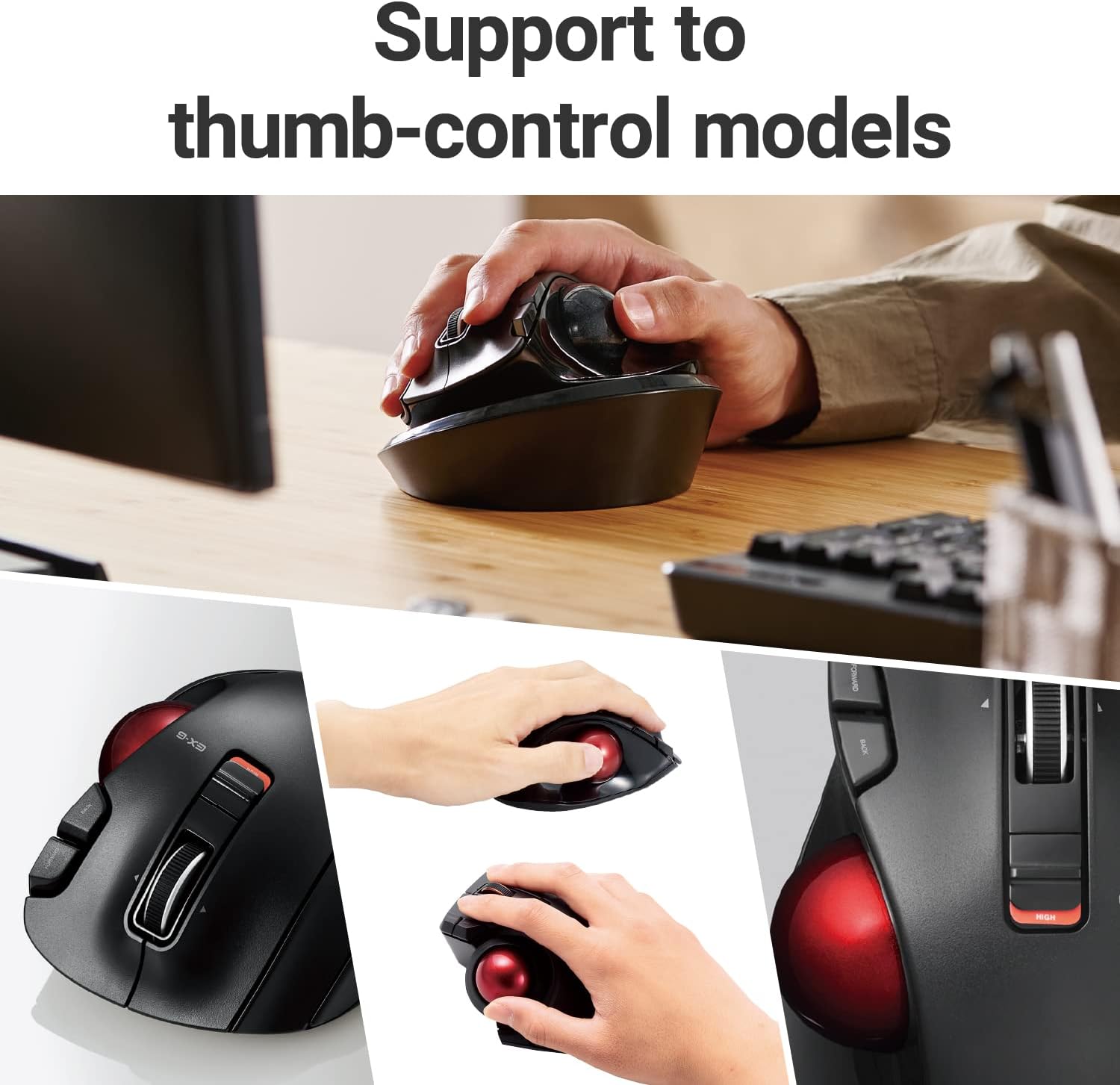 ELECOM MP-TBM02BK Trackball Mouse Disc Pad Tilt Black