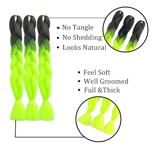 Miniatura 4 de Extensiones de cabello trenzado ombré, paquete de 324 pulgadas, cabello trenzado de fibra de ganchillo para trenzas de caja, extensiones de cabello