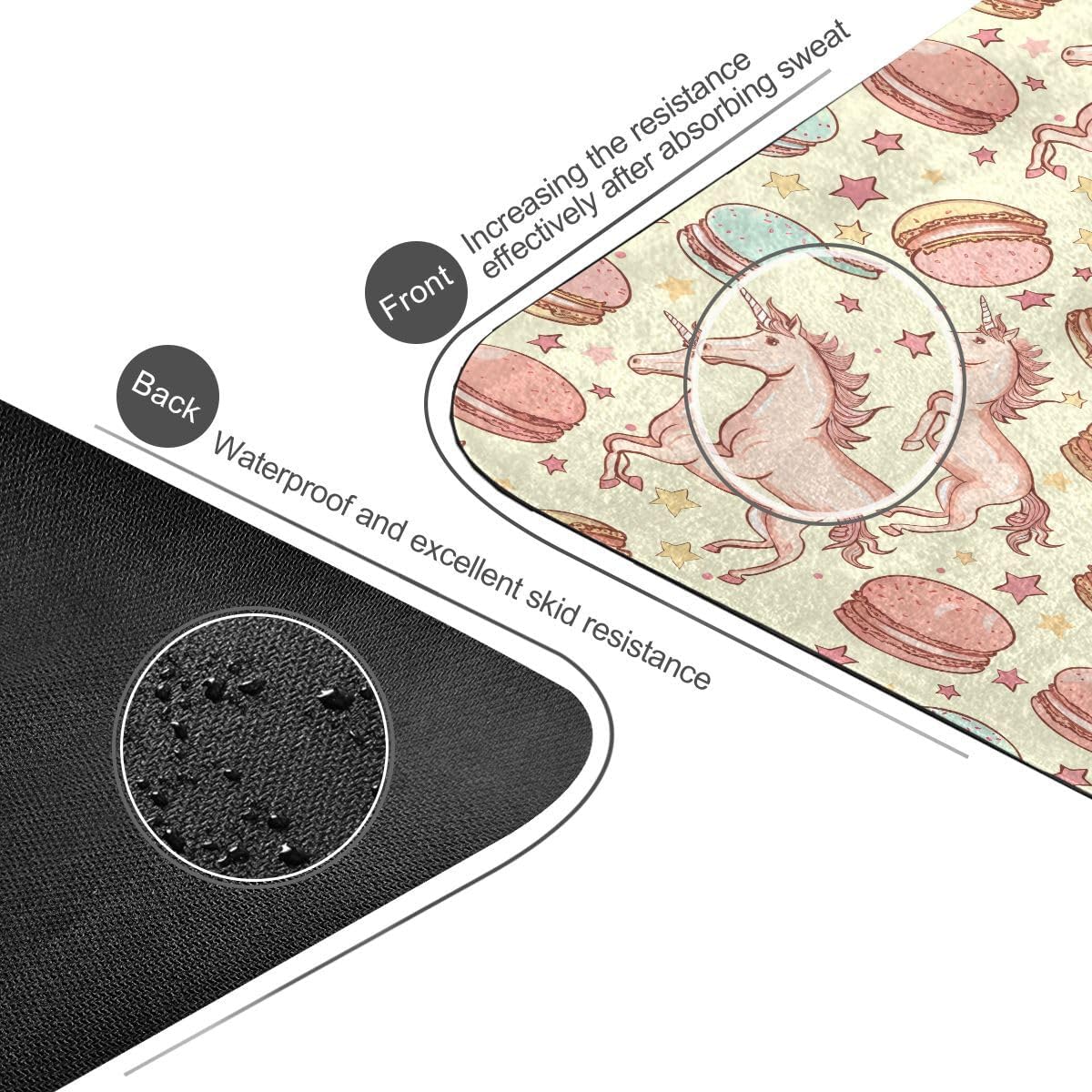 ALAZA Horse Macaron Cake Seamless Yoga Mat Non Slip Fitness Exercise Mat, Workout Mat for Yoga, Pilates and Floor Exercises