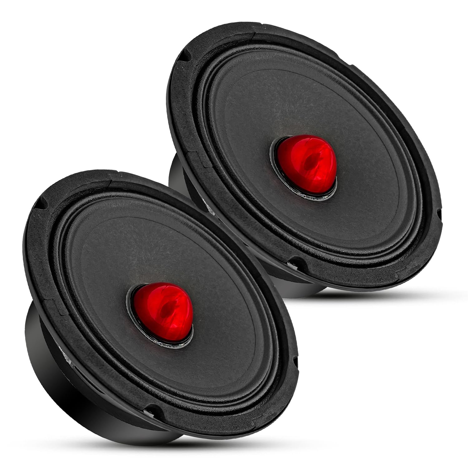 5 CORE 6.5 Inch Subwoofer Speaker Pair 360W Mid Range Car Sub Woofer Speakers w Red Aluminum Bullet 4 Ohm Deep Bass Replacement Subwoofers for Auto Vehicle Truck - MR 6.5 BLT R 4oHM 2PCS