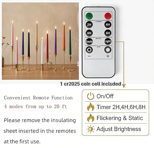 Miniatura 5 de Velas Cónicas Sin Llama Color Rosa con Control Remoto, Juego de 12 Candeleros LED Navideños a