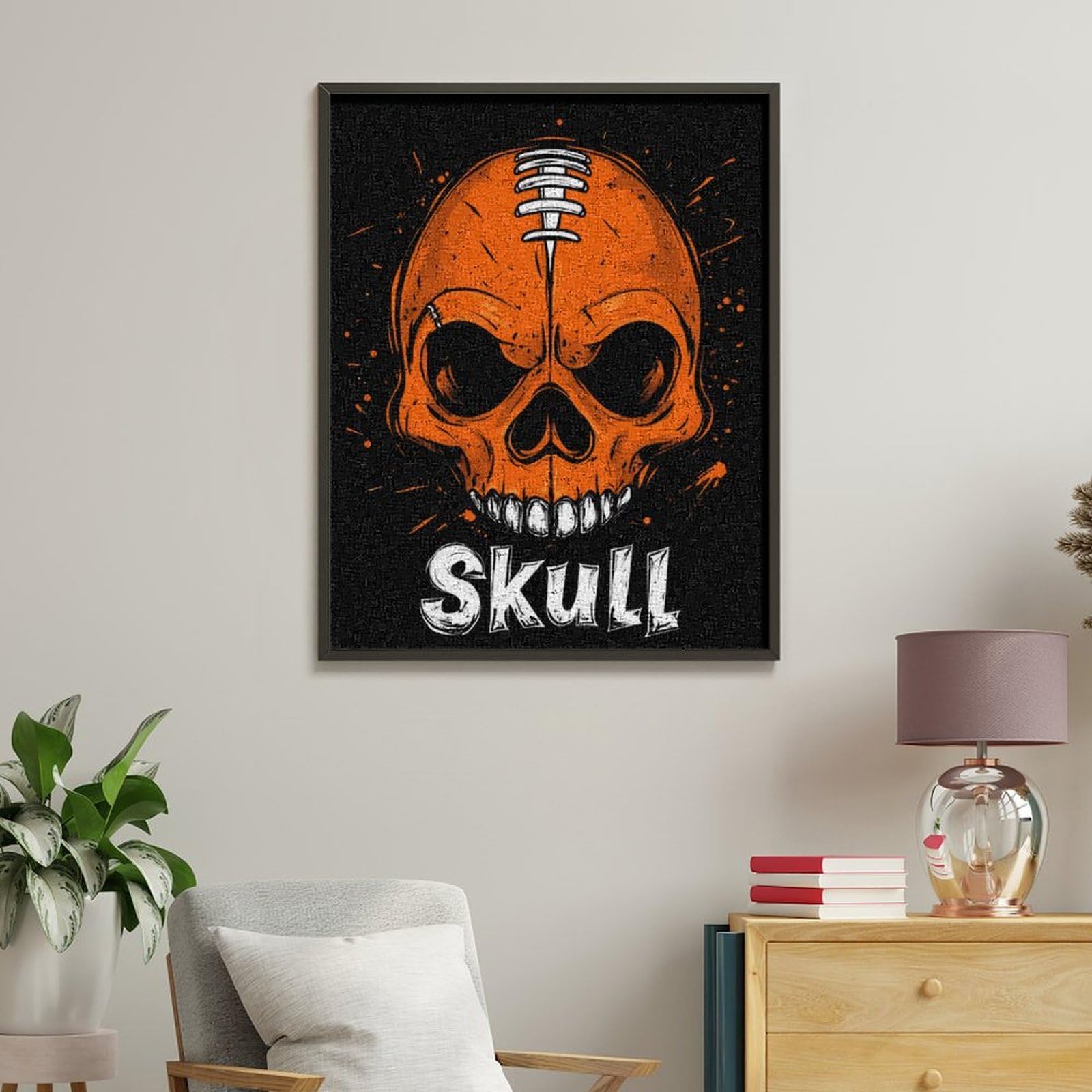 Malen nach Zahlen für Erwachsene, Motiv: Totenkopf, Fußball, lustiges Malen-nach-Zahlen-Set für Erwachsene, Baumwolle, digitales Ölgemälde, Heimdekoration, Geschenk, 75 x 60 cm