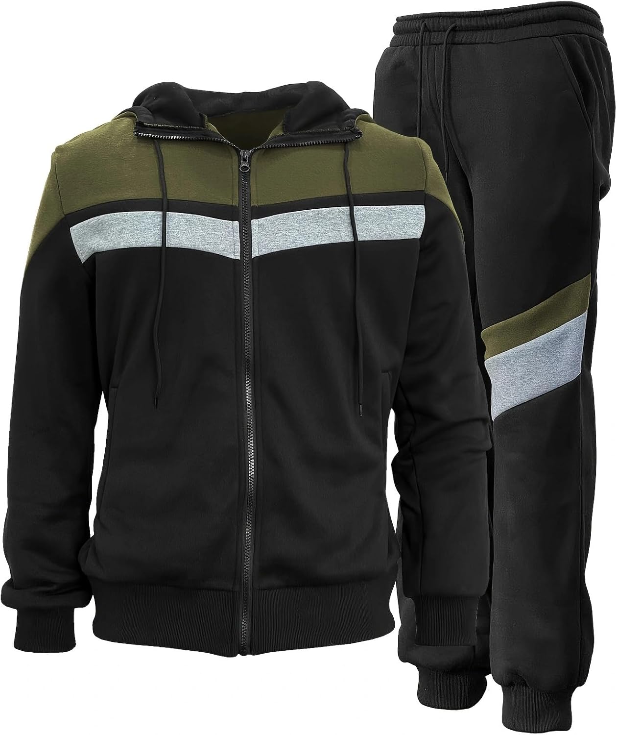 Hakjay Hoodie Tracksuit 2 Pieces Set for Men Athletic Sports Jogging Sweatsuit Set Casual Zipper Outfit - Image 3