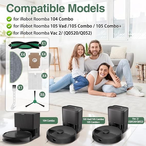 20 Pcs 105X Replacement Parts for iRobot Roomba 105X/104/105 Vac/ 105 Combo