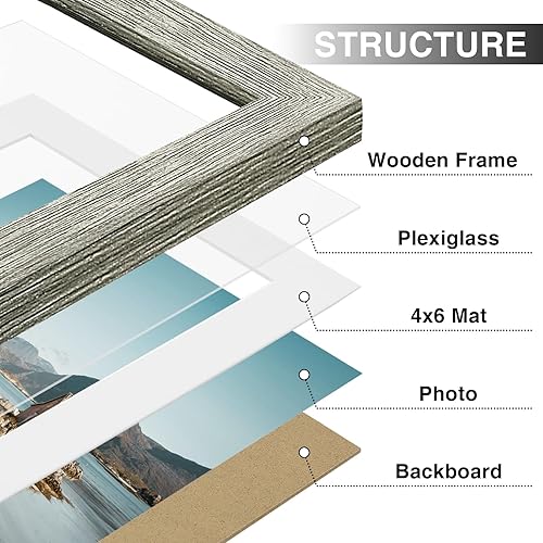 Vista 653 de Vittanly - Juego de 9 portarretratos, plexiglás resistente a rupturas, exhibe fotos de 12 x 12 pulgadas o, con paspartú, de 8 x 8 pulgadas, marcos