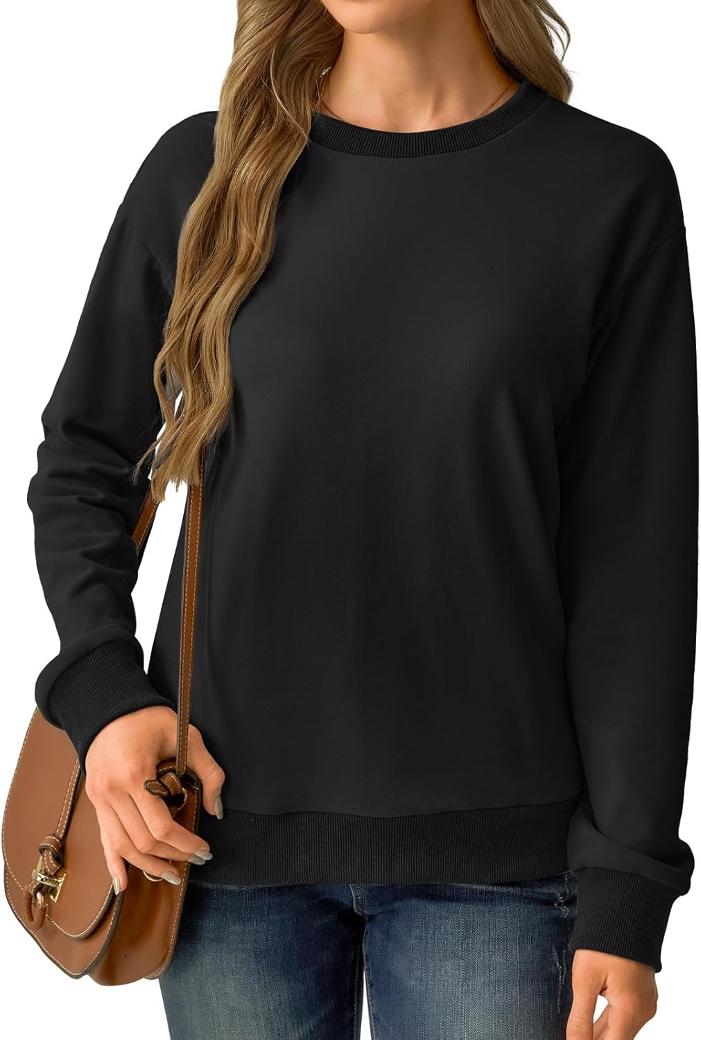 Womens Sweatshirts Cotton Crewneck Tops Long Sleeve Cute Lightweight Fall Winter Loose Casual Pullover with Pockets - Image 5