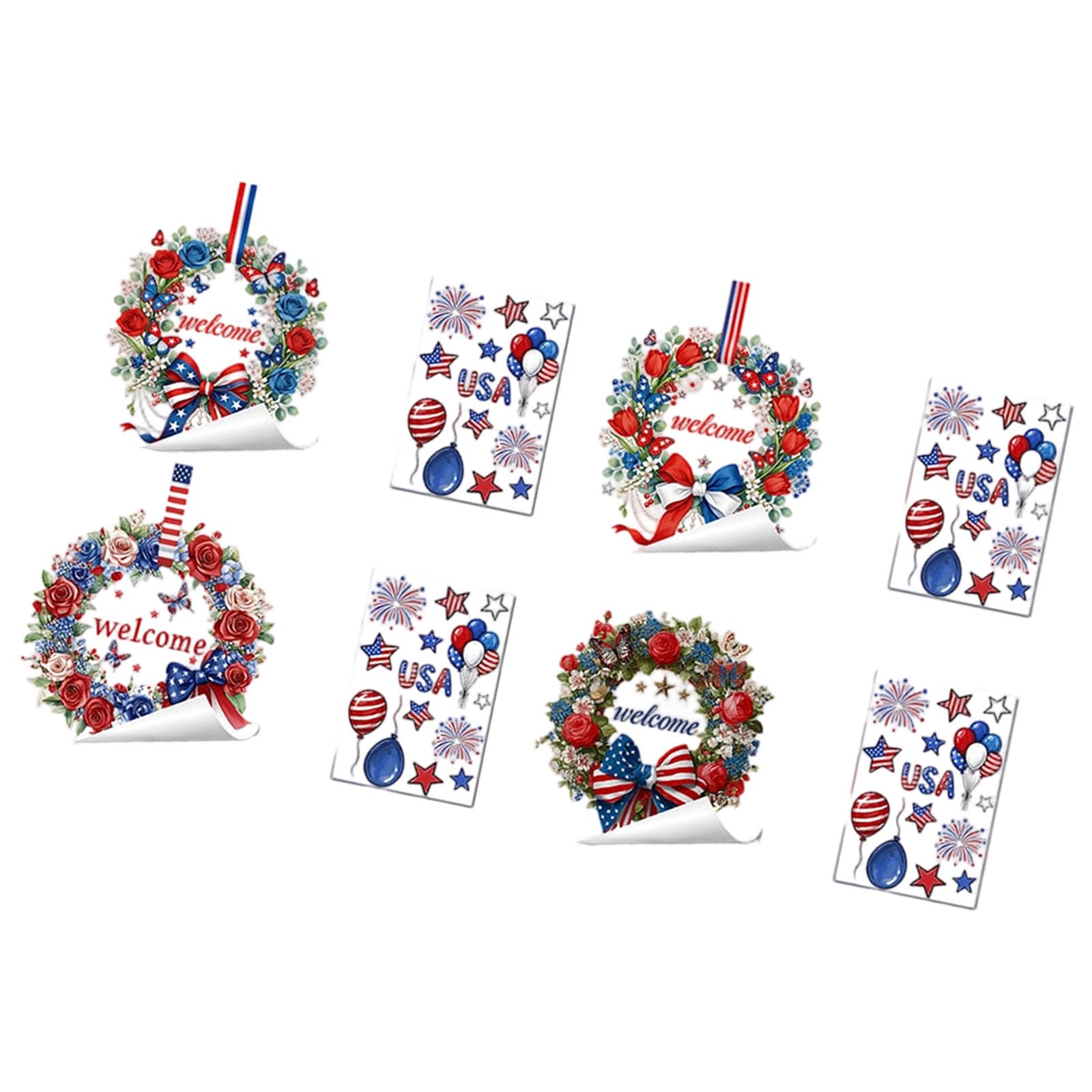 Tsophreniq Efficient Statics Cling Window Sticker Patriotic Theme US Flag Cling Set for Glass Door and Without Residues Clings for Holidays