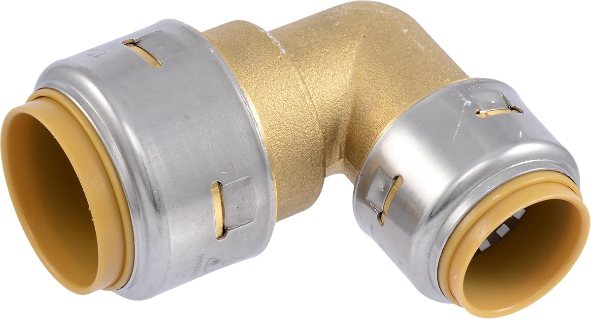SharkBite Max 1 x 3/4 Inch 90 Degree Reducing Elbow, Push to Connect Brass Plumbing Fitting, PEX Pipe, Copper, CPVC, PE-RT, HDPE, UR278A