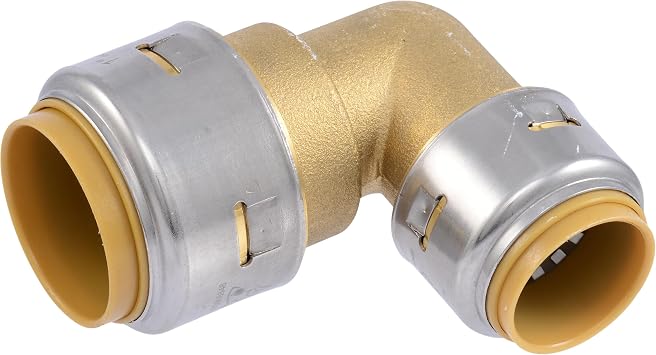SharkBite Max 1 x 3/4 Inch 90 Degree Reducing Elbow, Push to Connect Brass Plumbing Fitting, PEX Pipe, Copper, CPVC, PE-RT, HDPE, UR278A