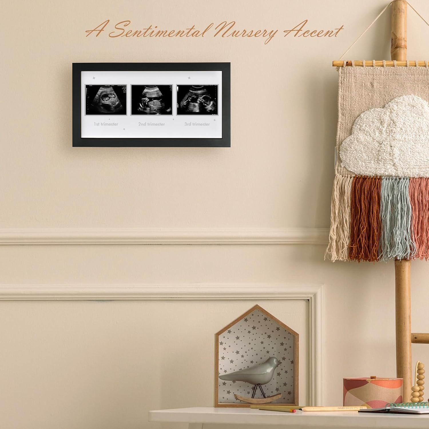 Ultrasound Picture Frame - Triple Sonogram Frame for Mom to Be | Pregnancy Photo Album Decor | Baby Nursery Essentials & Gender Reveal Gifts | First Trimester Keepsake & Pregnancy Must Haves, Black1