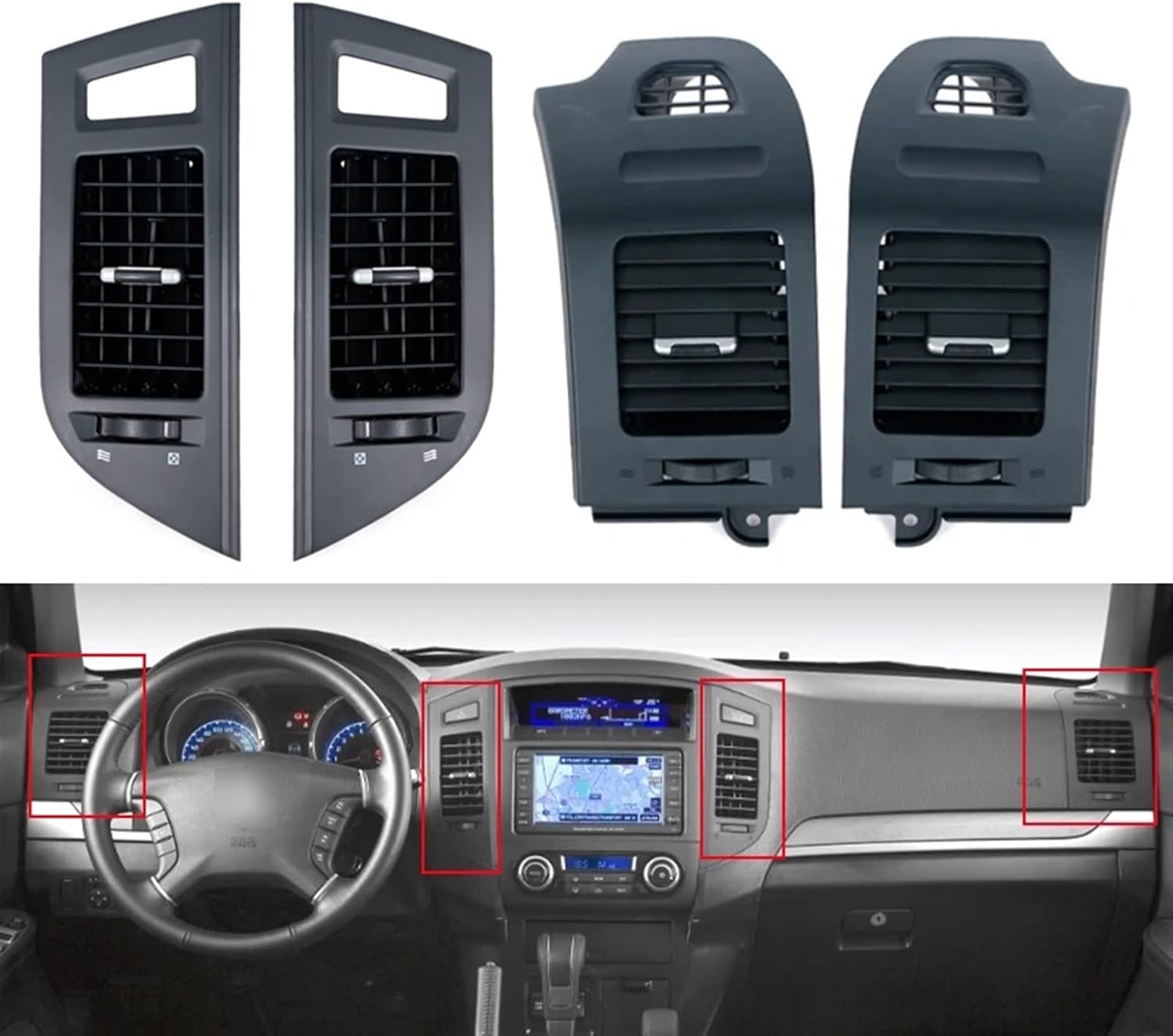 Instrument Panel Board A/C Air Conditioner Compatible with Mitsubishi Pajero Montero V87 V93 V95 V97 V98 2007-2022 Internal Air Vent Outlet(NO Buttons 1 Right)
