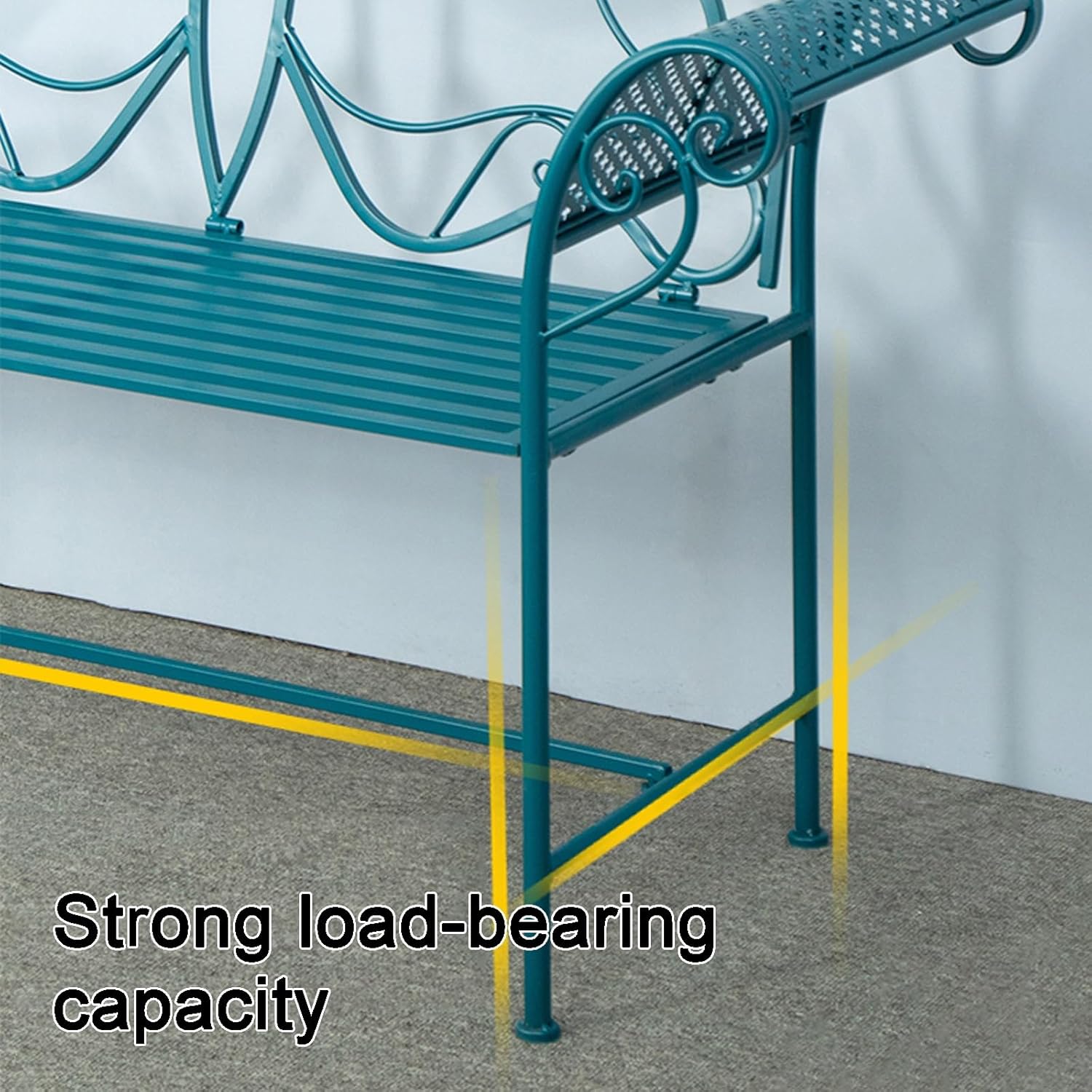 Outdoor Garden Bench, Double Seat Cast Iron Butterfly Design with Backrest & Armrests, Perfect for Patio, Porch, Yard - Durable Metal Furniture (Green)