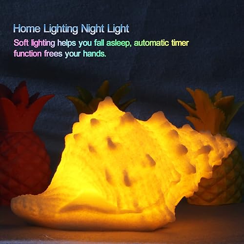 Miniatura 6 de Luz nocturna de caracola, luz nocturna LED alimentada por pilas para habitación de niños, temporizador de apagado automático, decoración de