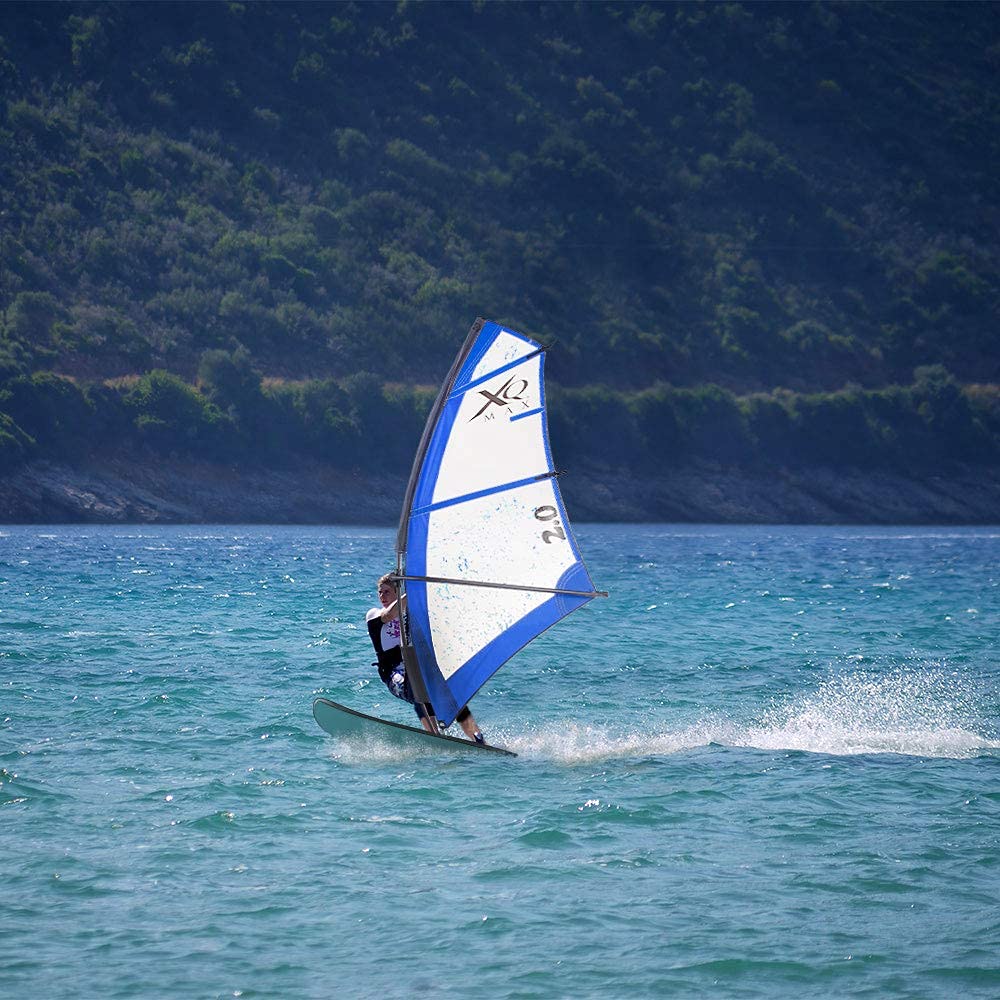 Professionelles Stand up Paddel Board mit Segel - SUP von XQ Max - 305-320cm - komplettes Set mit Pumpe, Flickwerkzeug, Fußleine und verstellbarem Paddel
