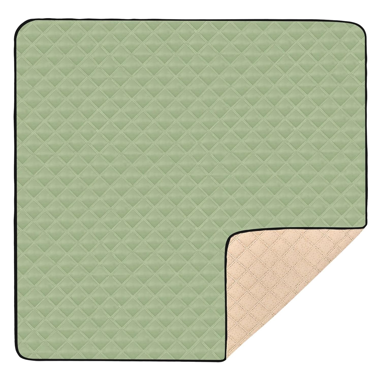 Qilmy Sage Green Baby Gyms Play Mat for Floor, Waterproof Soft Crawling Mat with Non-Slip Bottom, Lightweight Foldable Picnic Camping Mat for Infants, Toddlers, 50x50in