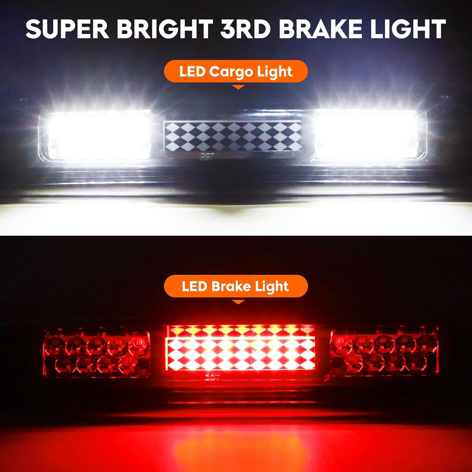 Tail Light + 3rd Third Brake Cargo Lamp for 2004 2005 2006 2007 2008 Ford F-150, High Mount Stop Light Rear LED Taillight, FO2800182 FO2801182 5L3Z13405CA 6L3Z13405BA 4L3Z13405AA 166-00377AL