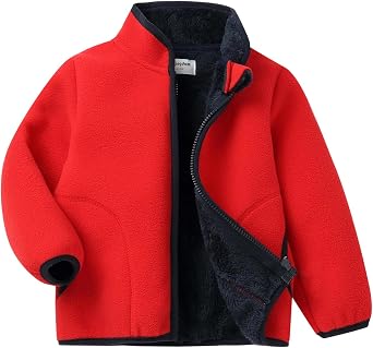Mud Kingdom Girls Boys Polar Fleece Jacket Fur Lined Stand Collar Unisex Kids Full Zipper