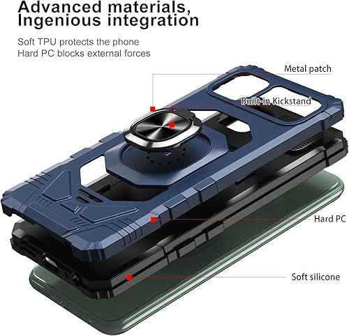 Miniatura 2 de Funda compatible con Boost Mobile Celero 5G Plus 2023 con protector de pantalla de vidrio grado militar anillo de montaje en automóvil con soporte a
