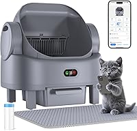 LUODIER Open-Top Self-Cleaning Cat Litter Box: Automatic Large 10L for Multiple Cats, Safety Sensors, App Control, Liner Bags & Mat