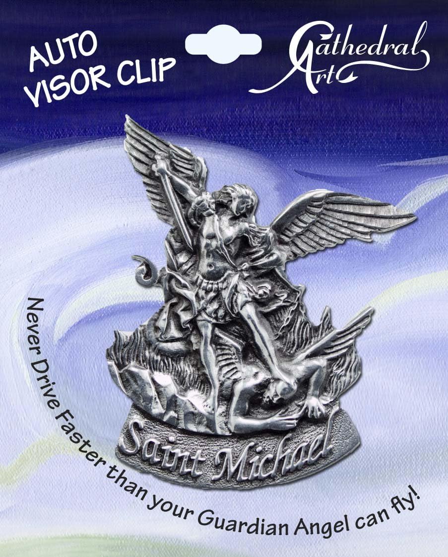 Saint Michael Auto Visor Clip, Car Accessory Gift for Police Officers, New Drivers and Catholics, by Cathedral Art