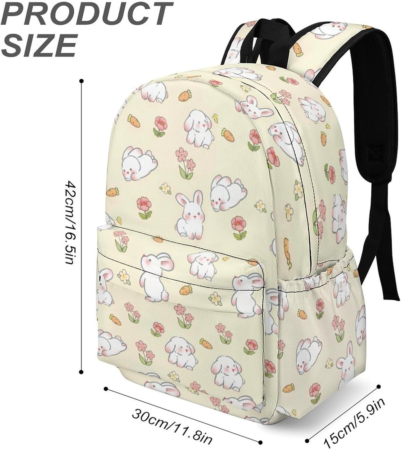 Bunny Backpack Toddler Backpacks 16.5 Inch Oxford Cloth Backpack School Cartoon Backpack for Kids, Girls Cute School Bag