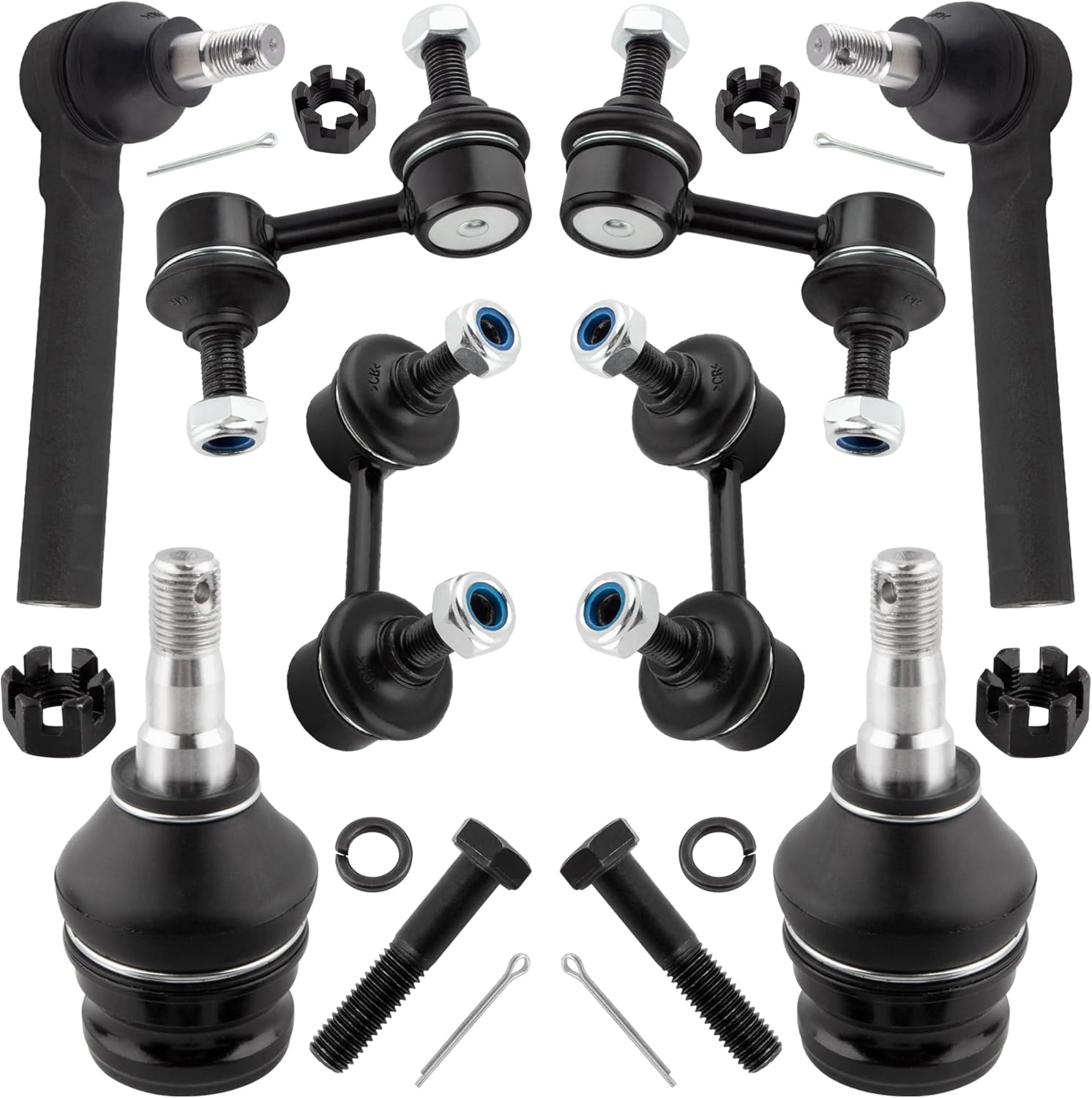 BOXI (Set of 8) Front & Rear Sway Bar Links + Front Lower Ball Joints Tie Rods fit for Subaru Forester 2003-2008 / for Subaru Impreza 2004-2007 WRX STI Models/Replaces ES3712 K9513 K750041 K750049
