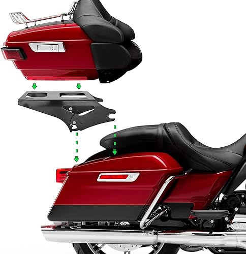 Miniatura 4 de Soporte desmontable para cajuela compatible con Harley Touring Road King Electra Glide Road Glide Street Glide 2014-2023, color negro brillante