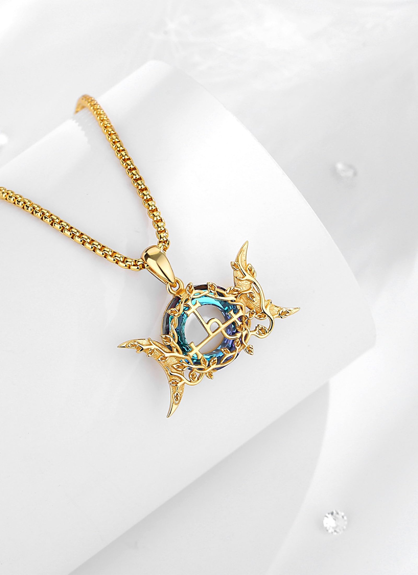 CELESTIA Mondgöttin Siegel der Lilith Halskette Hexe Lilith Kette Silber 925 Wicca Hexen Schmuck Hexerei Amulett Esoterik Geschenk für Frauen Maman Freundin