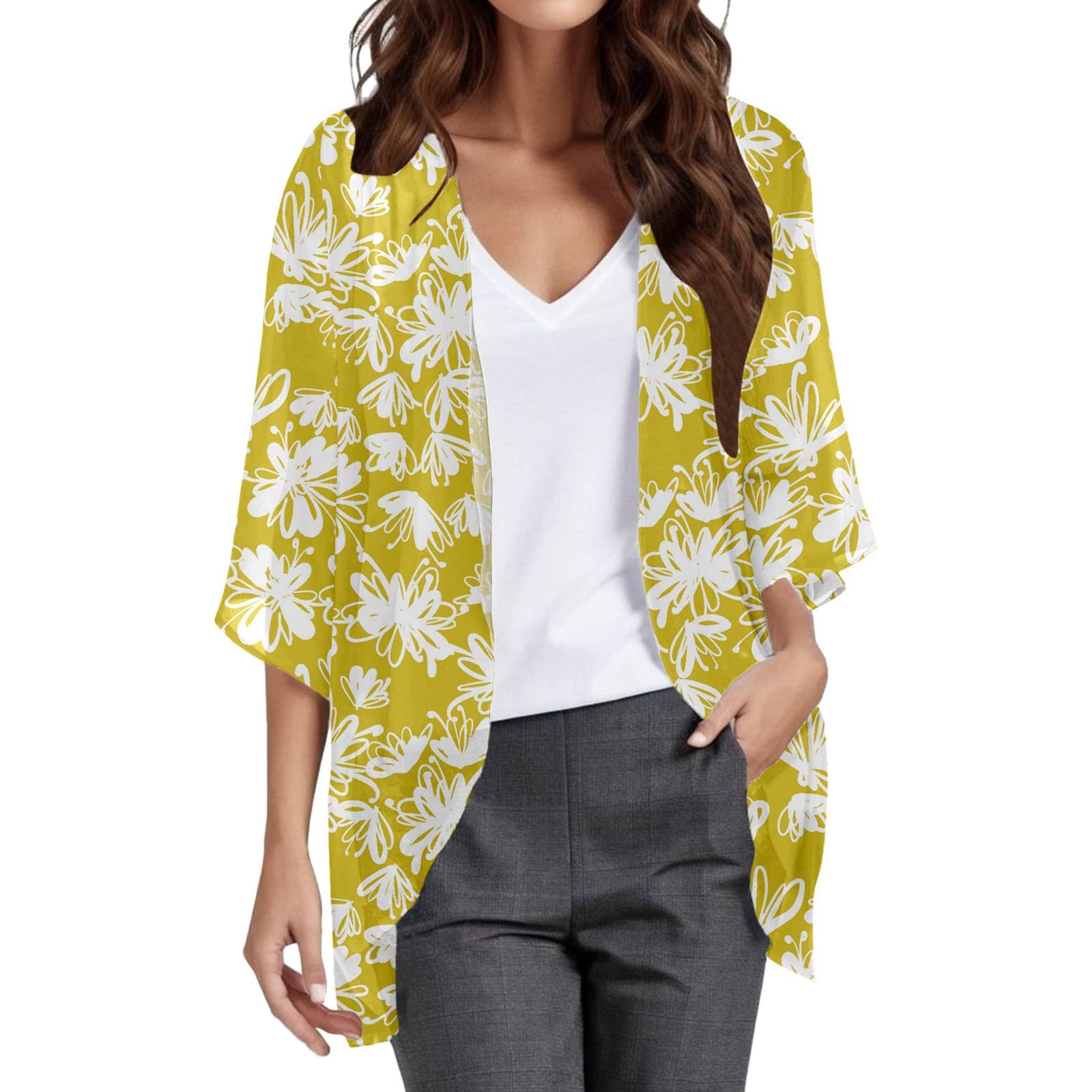 Camicette In Chiffon Con Stampa Floreale Camicia Ampia Da