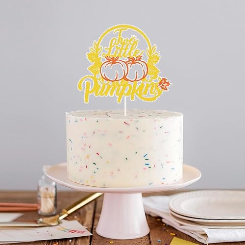 Miniatura 4 de Decoración para pastel de dos calabazas pequeñas, decoración de pastel de cumpleaños de gemelos, baby shower, baby shower, Oh BabiesLittle Pumpkin