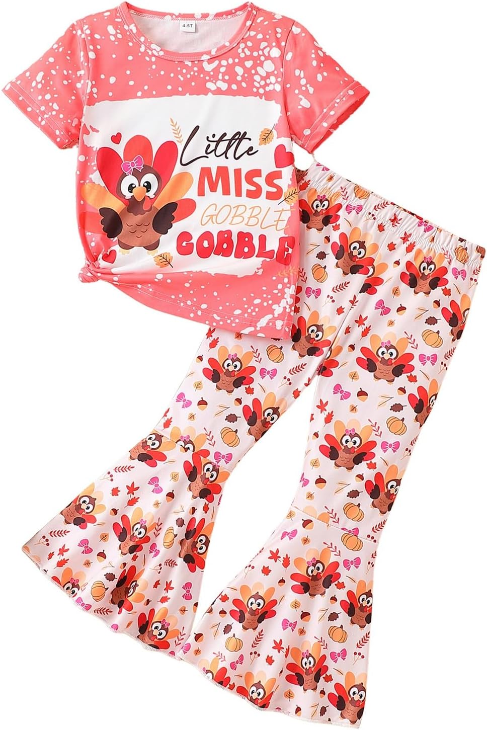 Ayzozuy Kids Toddler Girl Clothes Letter Print Graphic Top + Leopard Print Flare Leg Pants 2PC Summer Clothing Set