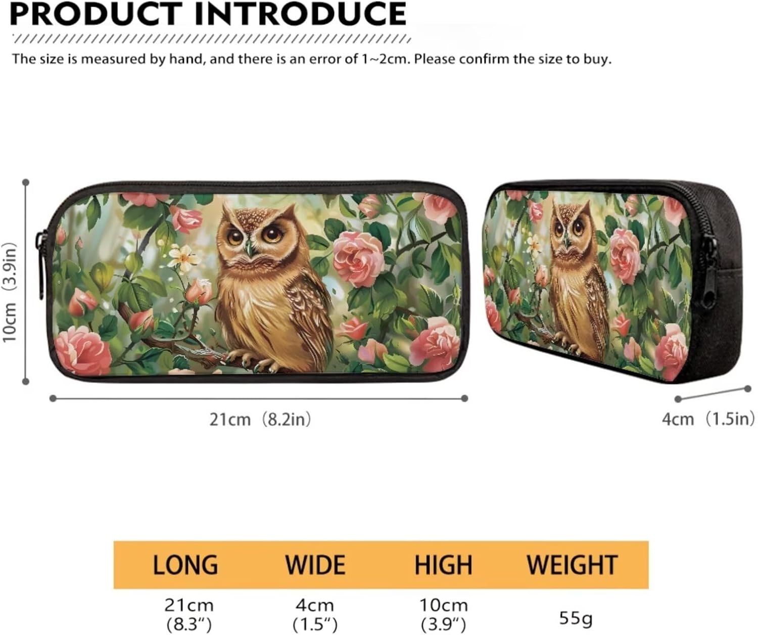 Xoenoiee Owl Floral Print 3Pcs Bookbag+Lunch Box+Pencil Bag for Students 17in Large School Bag Backpack Set for Boys Girls Back To School