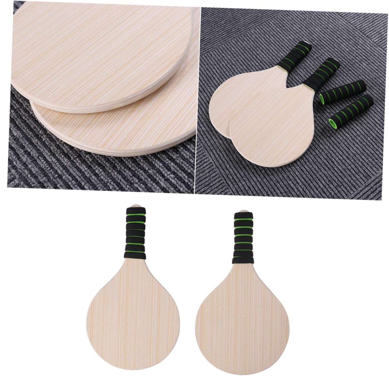 POPETPOP Beach Racket Set Wooden Badminton Racket for Tidal Ball Beach Game Random Color