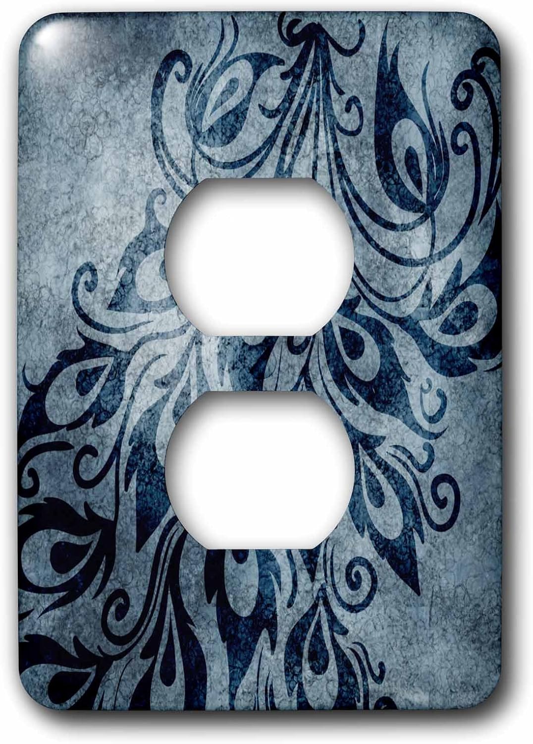 3dRose LLC lsp_63653_6 Blue Grunge Peacock Feathers Art 2 Plug Outlet Cover