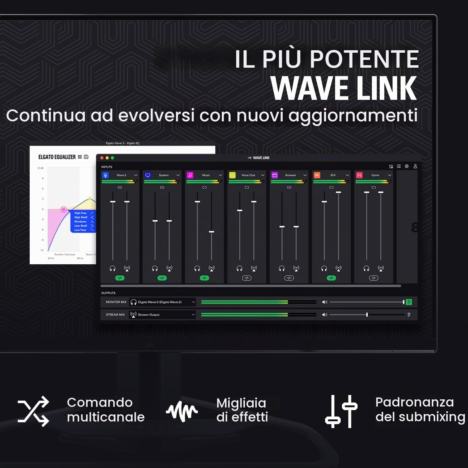 Elgato Wave:3 microfono con braccio a profilo basso, regolabile, con canalina per cavi, ideale per podcast, streaming, gaming, home office, software di mixaggio gratis, Plug & Play per Mac, PC