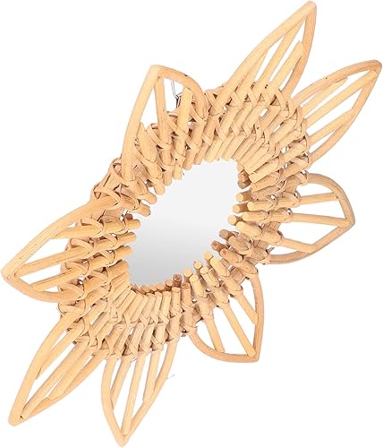 Miniatura 8 de OUKENS Espejo de maquillaje de ratán, espejo de maquillaje montado en la pared de tamaño grande para dormitorio, baño, baño (flores)