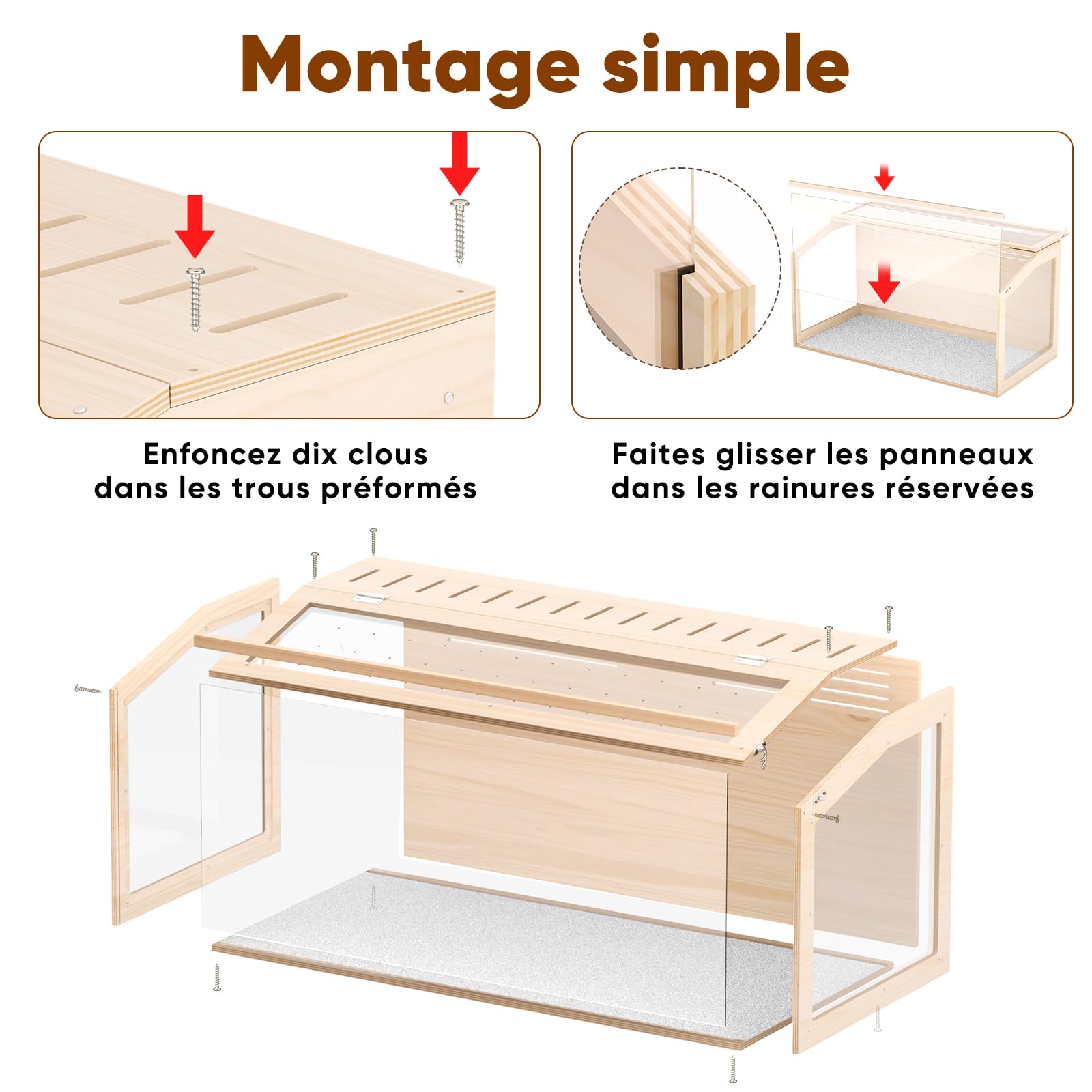 X XBEN Cage à Hamster en Bois, Toit Ouvrant & Ventilation Multiple