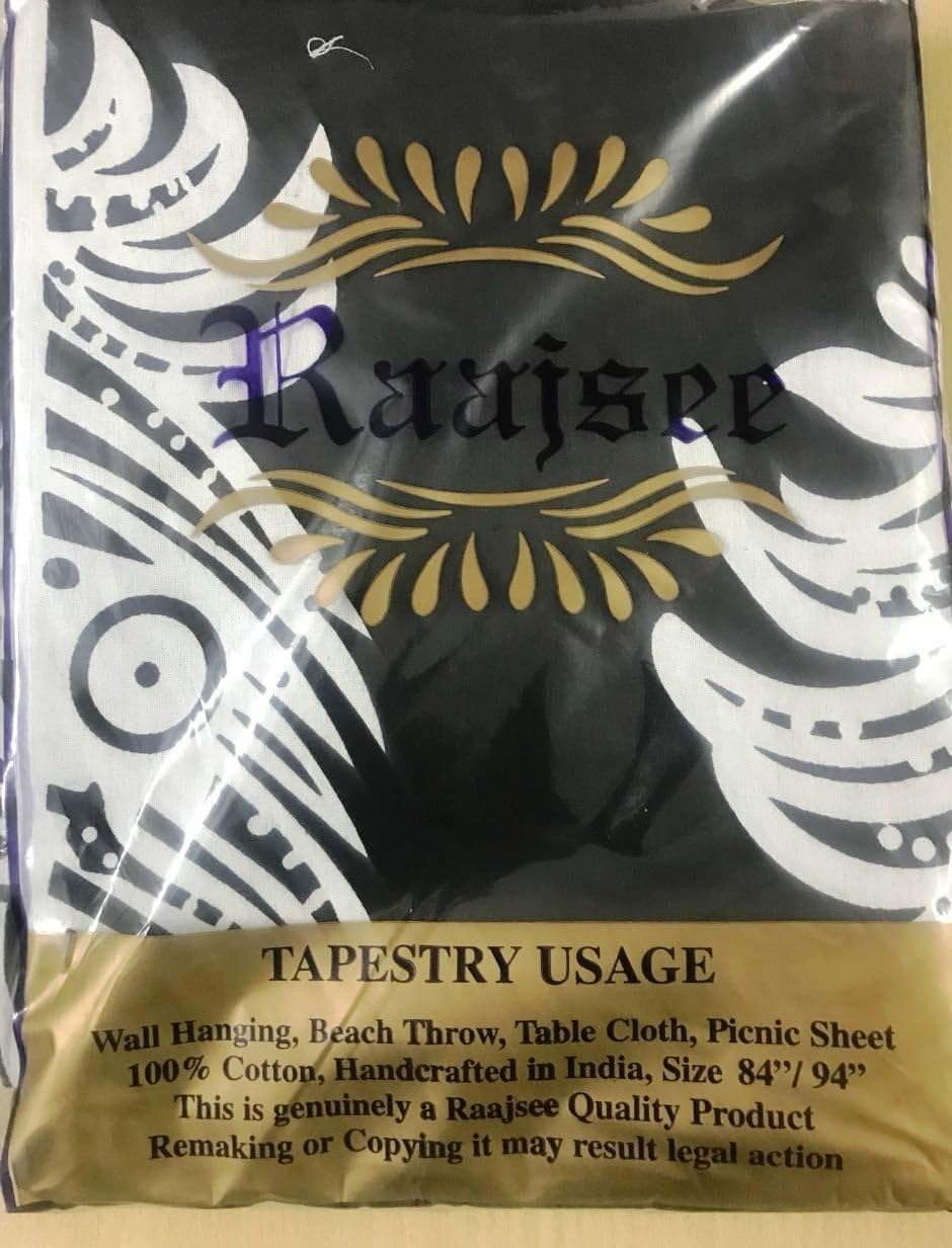 raajsee Black and White Dream Catcher Tapestry Mandala Throw, Hippie Tapestries Queen Bedspread 210x220 cms - Image 4
