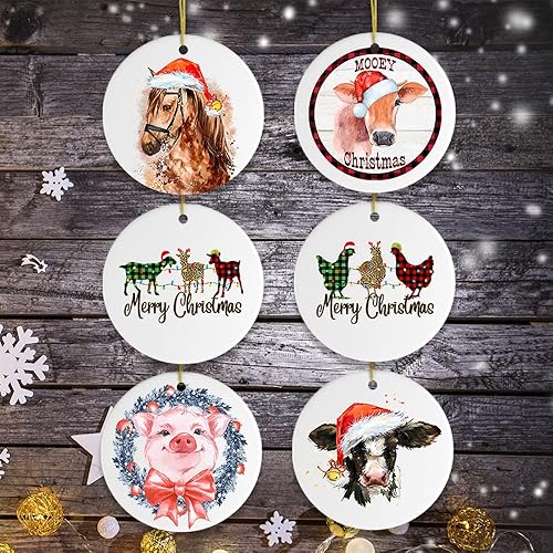 Miniatura 2 de Adornos de Navidad con temática de animales de granja (paquete de adornos de Navidad de animales de granja)