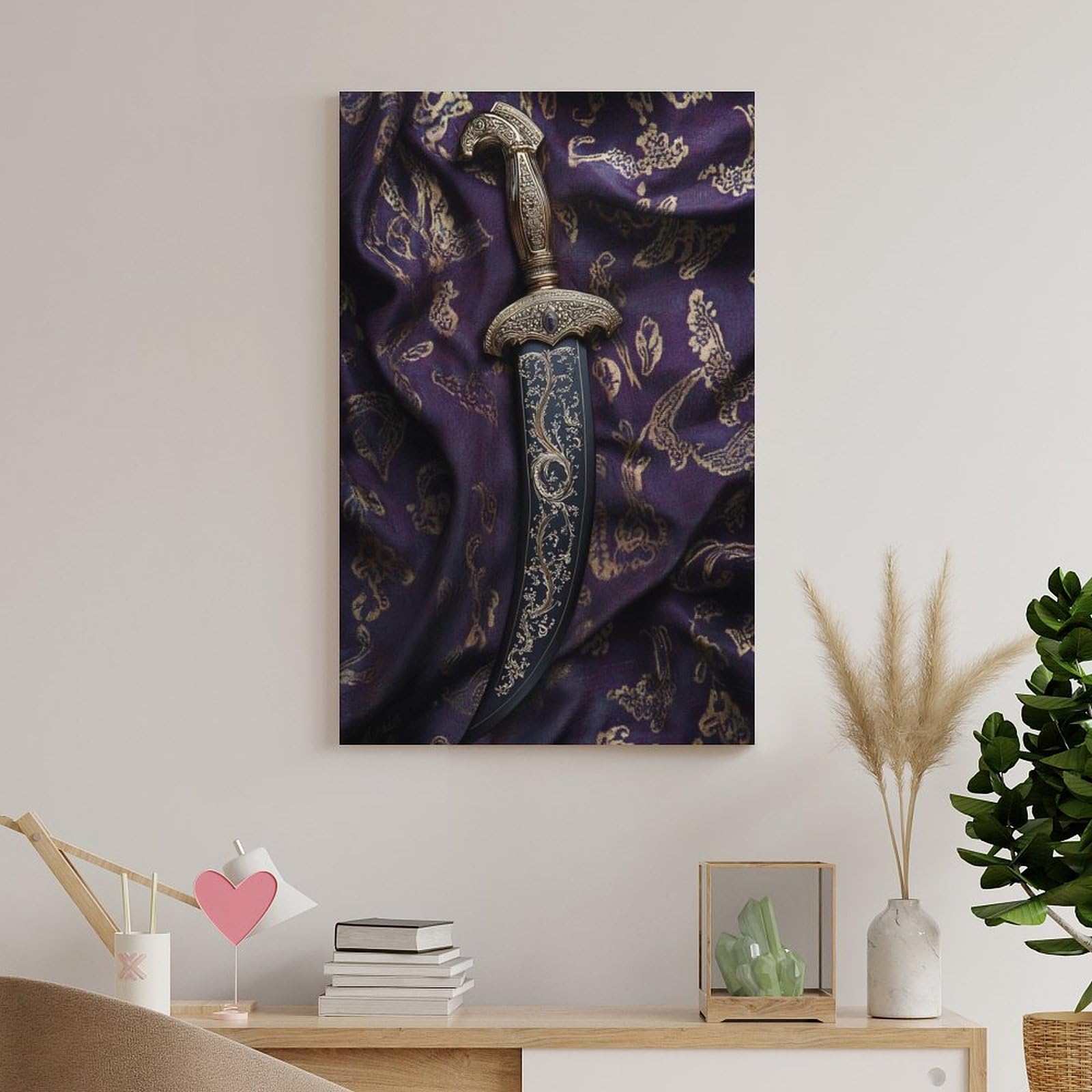 WJWART Sikh Kirpan - Póster en lienzo para decoración de dormitorio, oficina, habitación, regalo, 60 x 90 cm