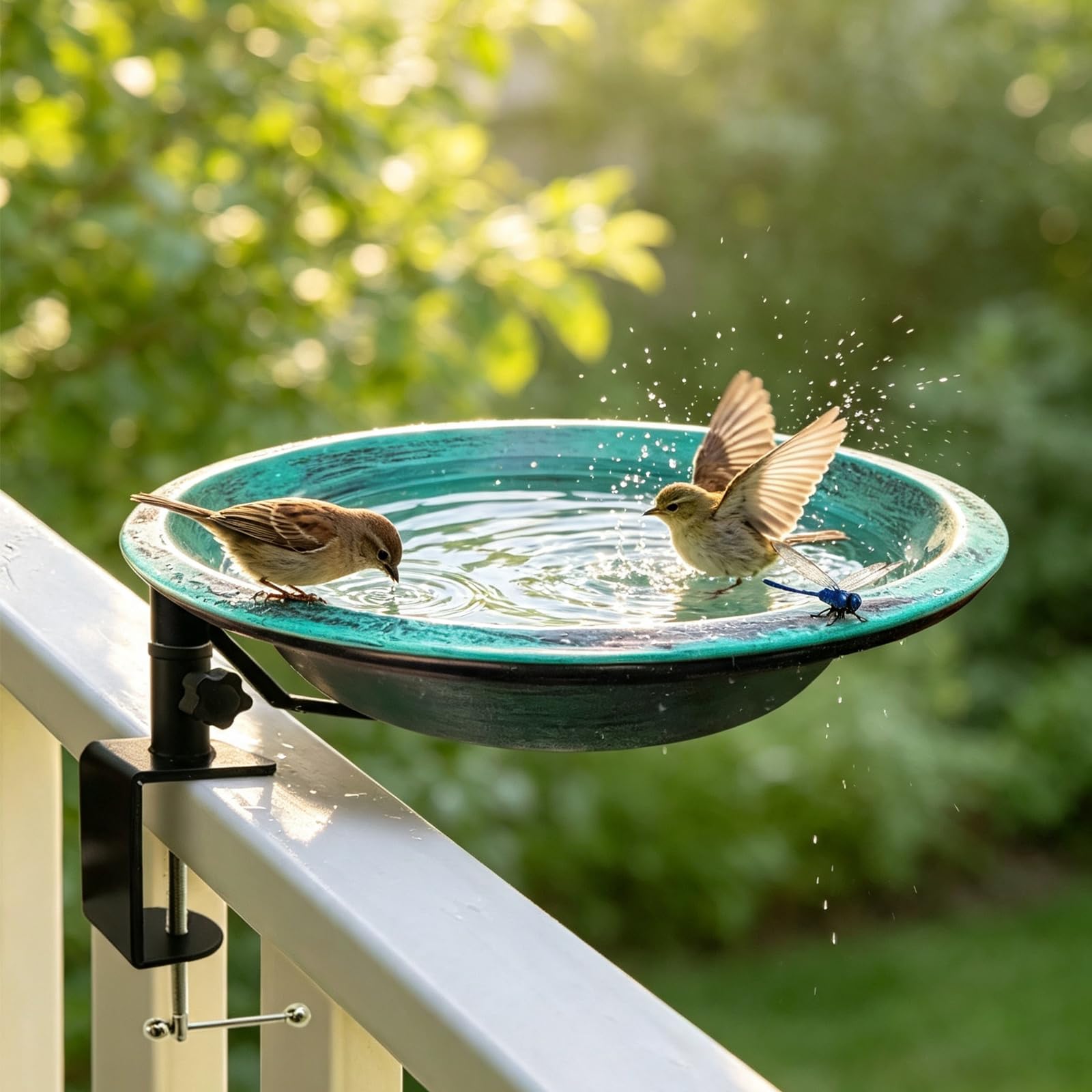 Photo 1 of 11.5" Deck Mounted Birdbath & Feeder, GreenYard Decor