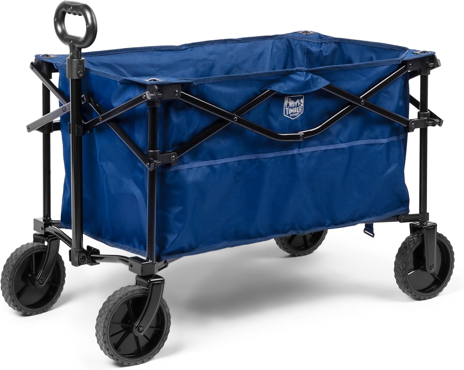 TIMBER RIDGE Folding Collapsible Wagon in dark blue, fully assembled and ready for use.
